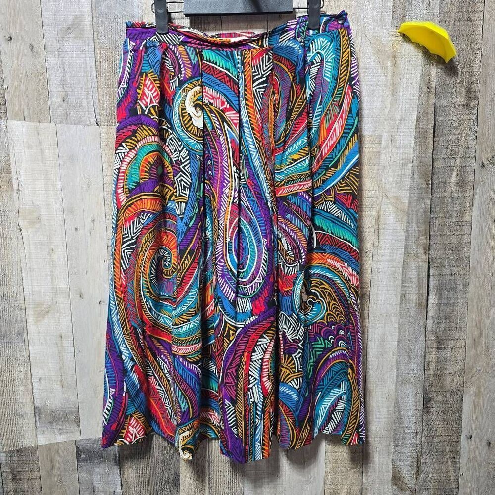 Michele Vintage Union Made Multicolor Midi Skirt 13/14 FLAWED Boho Colorful